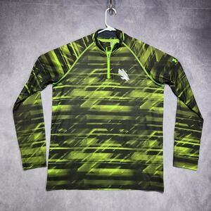 Under‎ Armour Loose Heatgear 1/4 Zip Pullover Top Men's Medium Green Black Camo